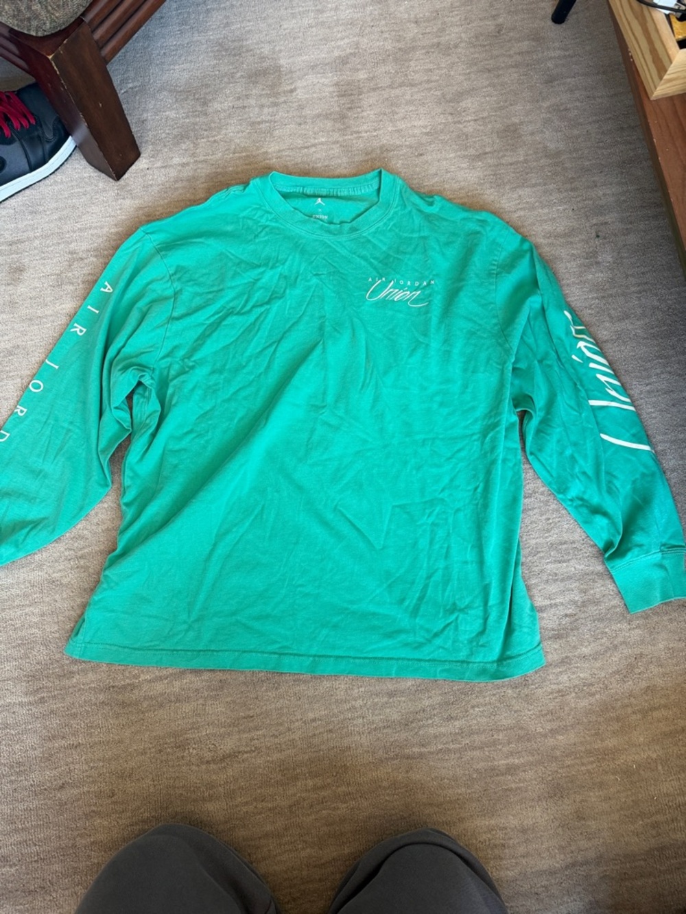 Jordan Teal Union Script Long Sleeve Tee